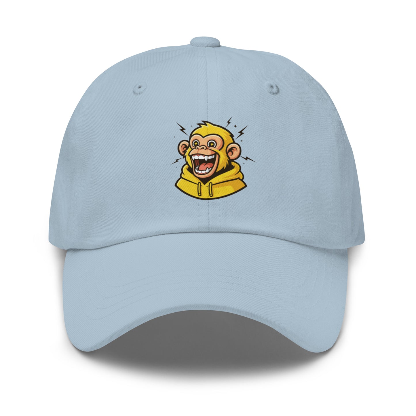 Casquette bleu Fast Mood Monkey avec un logo de singe en bleu, un accessoire streetwear idéal pour exprimer une vibe décontractée et originale."
