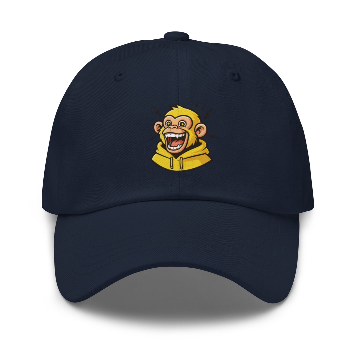 Casquette navy Fast Mood Monkey avec un logo de singe en bleu, un accessoire streetwear idéal pour exprimer une vibe décontractée et originale."