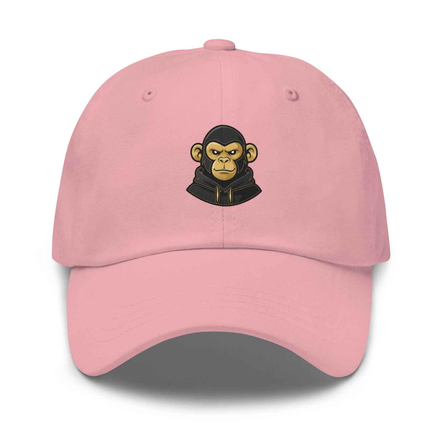 Casquette rose Fast Mood Monkey avec un logo de singe en bleu, un accessoire streetwear idéal pour exprimer une vibe décontractée et originale."