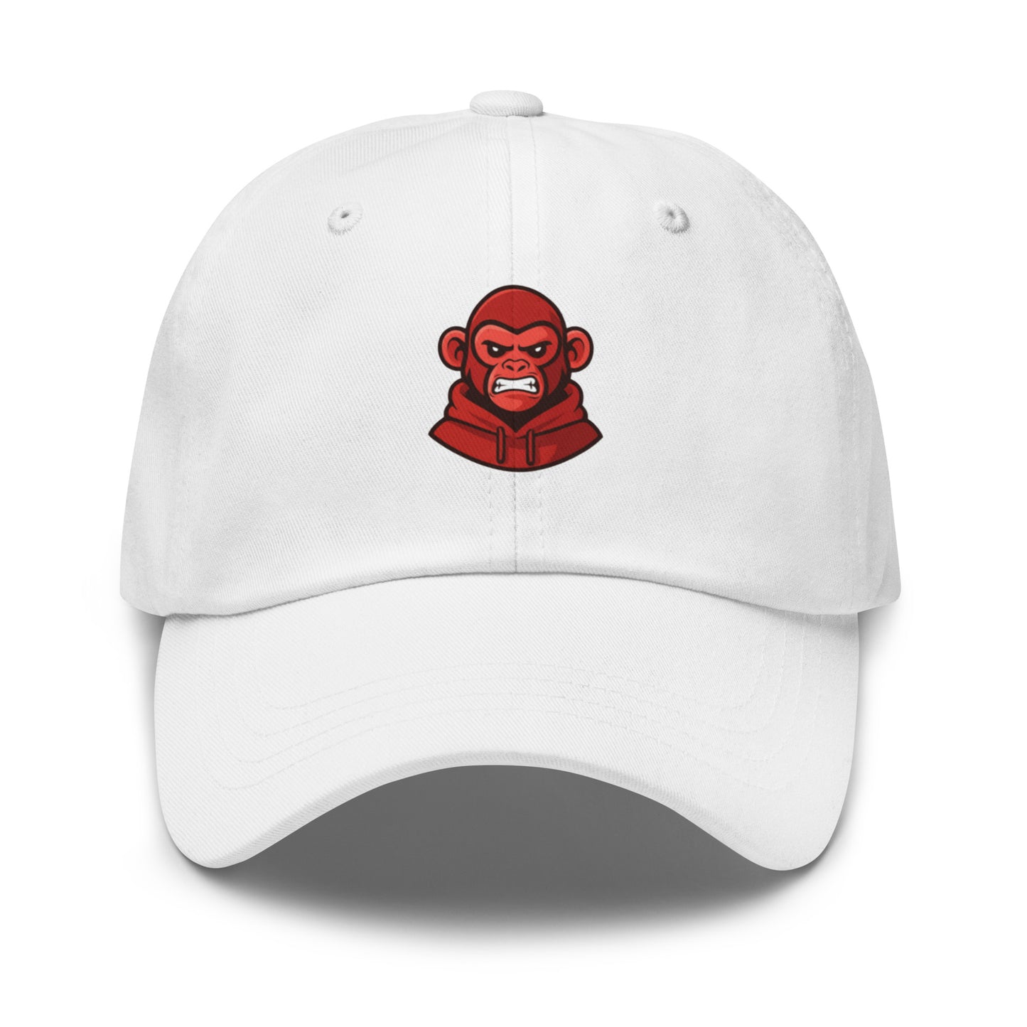 Casquette blanche Fast Mood Monkey avec un logo de singe en bleu, un accessoire streetwear idéal pour exprimer une vibe décontractée et originale."