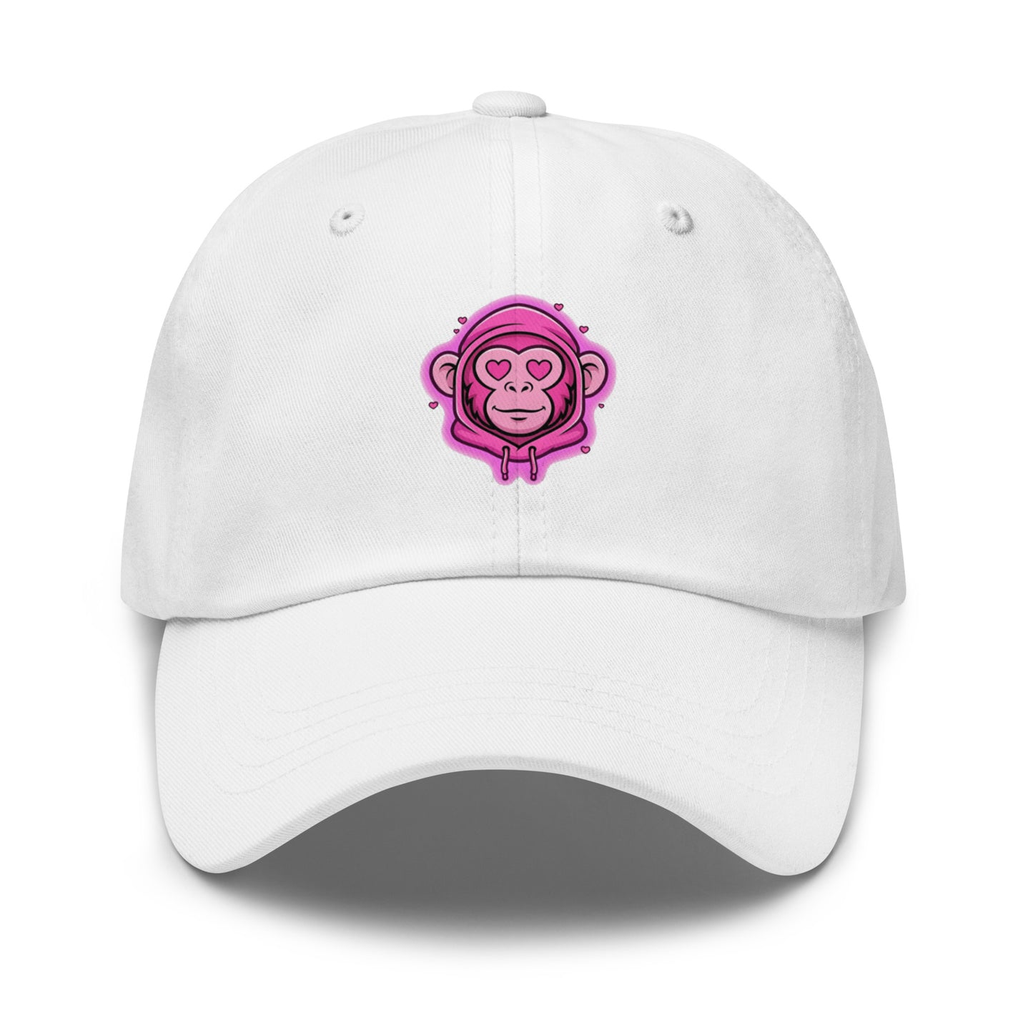 Casquette blanche Fast Mood Monkey avec un logo de singe en bleu, un accessoire streetwear idéal pour exprimer une vibe décontractée et originale."
