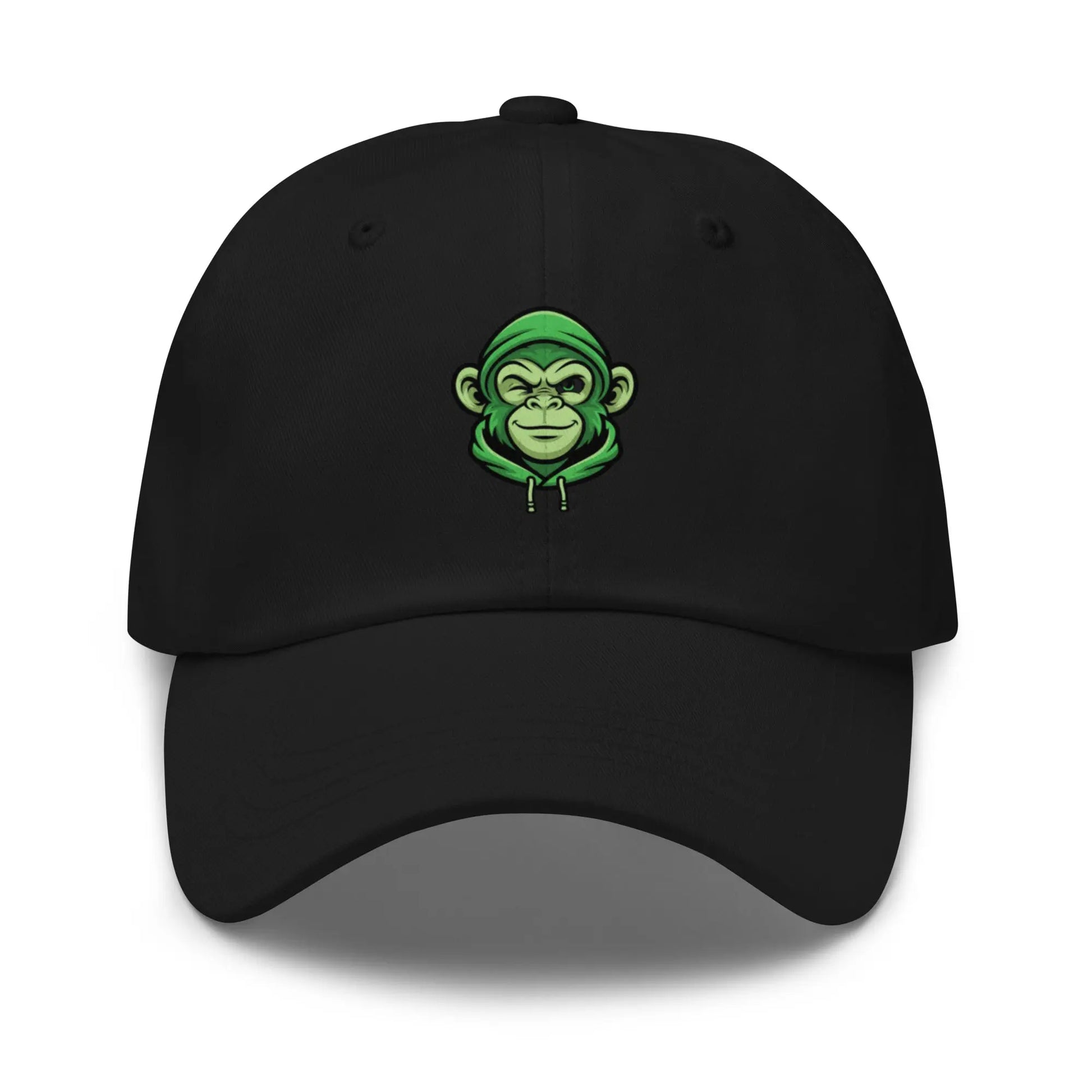 Casquette noire Fast Mood Monkey avec un logo de singe en bleu, un accessoire streetwear idéal pour exprimer une vibe décontractée et originale."