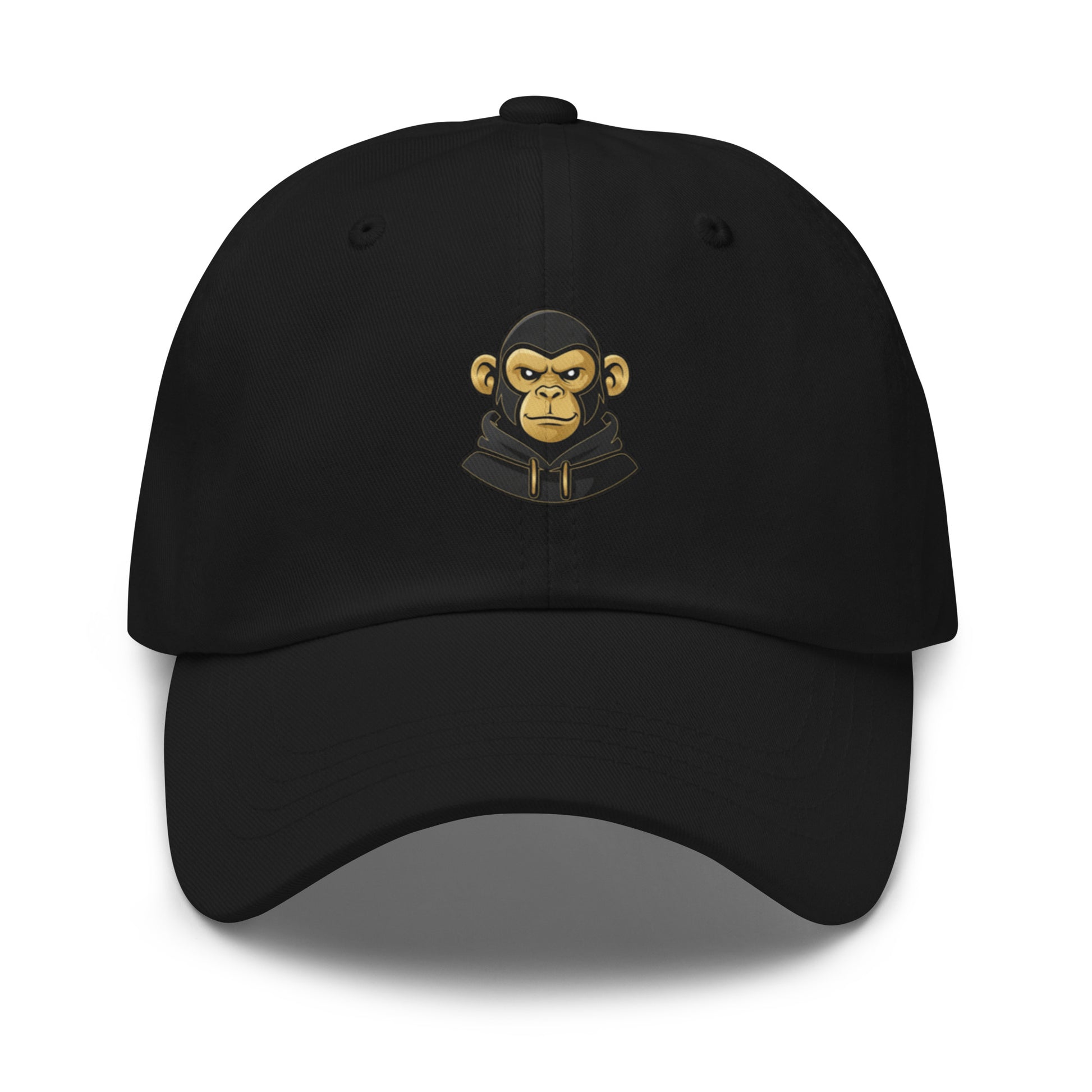 Casquette noire Fast Mood Monkey avec un logo de singe en bleu, un accessoire streetwear idéal pour exprimer une vibe décontractée et originale."