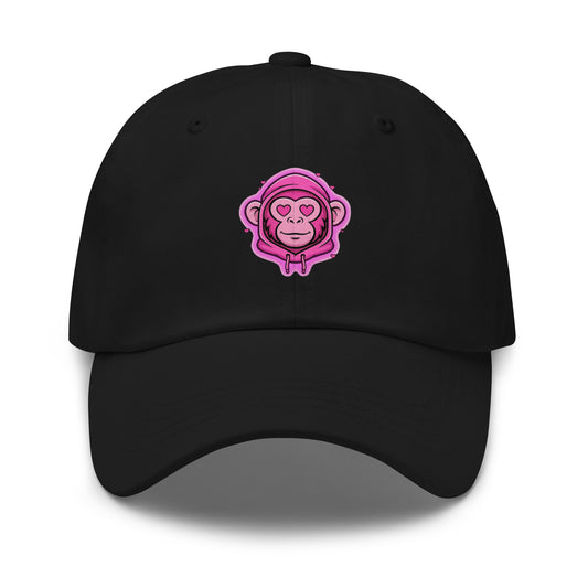 Casquette noire Fast Mood Monkey avec un logo de singe en bleu, un accessoire streetwear idéal pour exprimer une vibe décontractée et originale."