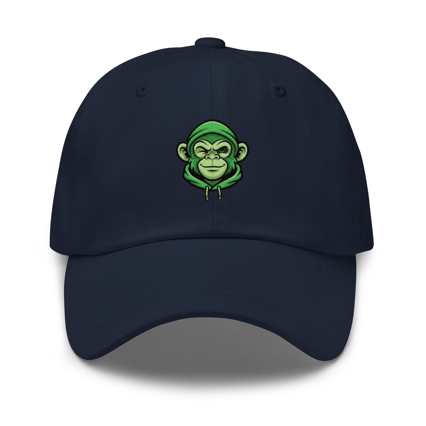 Casquette navy Fast Mood Monkey avec un logo de singe en bleu, un accessoire streetwear idéal pour exprimer une vibe décontractée et originale."
