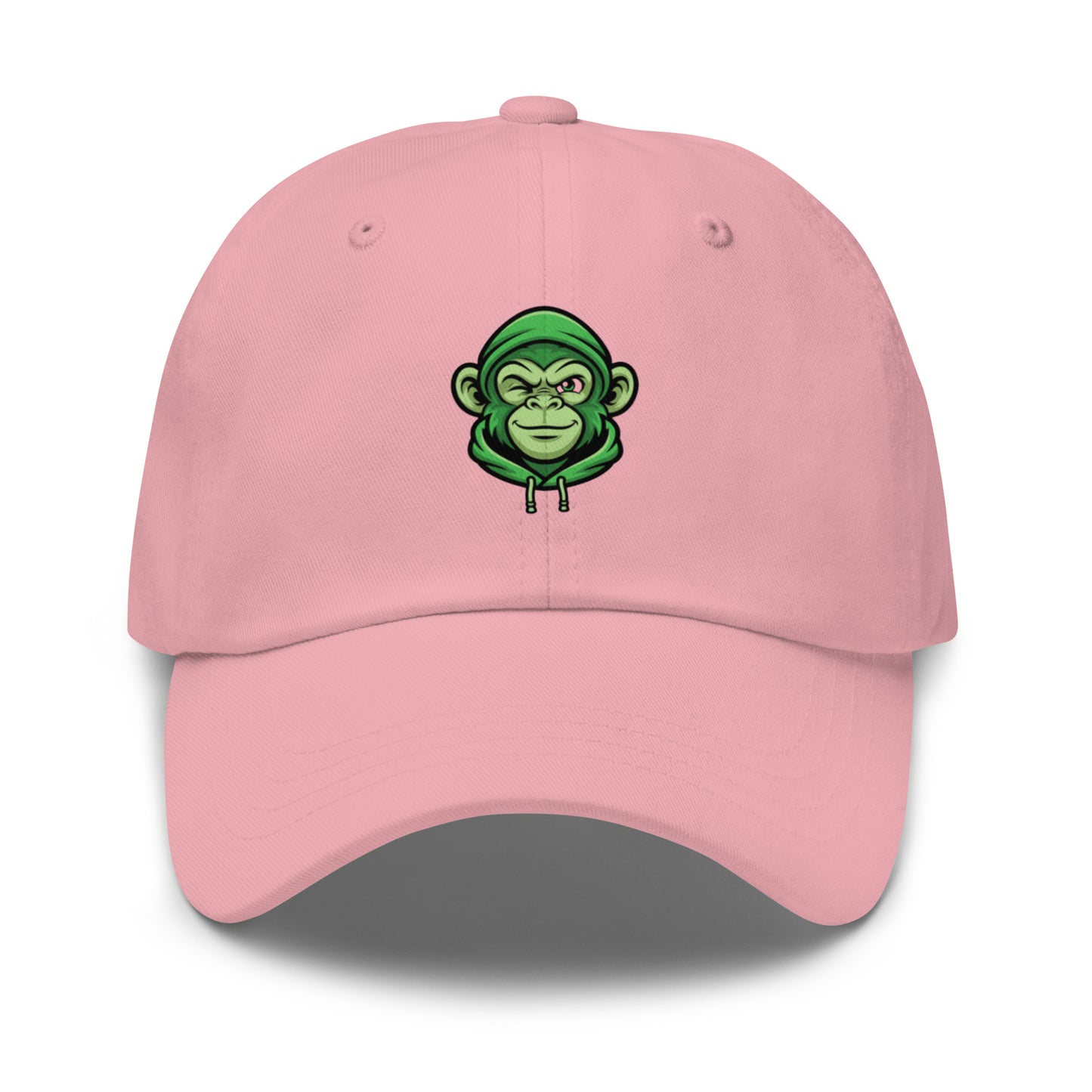 Casquette rose Fast Mood Monkey avec un logo de singe en bleu, un accessoire streetwear idéal pour exprimer une vibe décontractée et originale."
