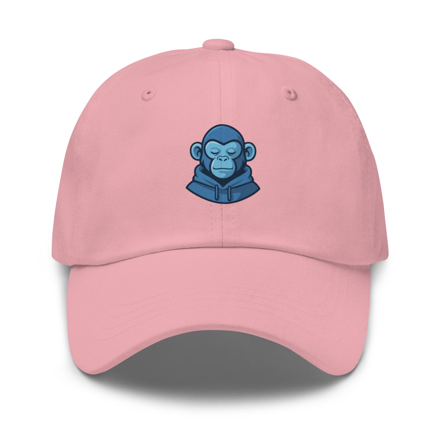 Casquette rose Fast Mood Monkey avec un logo de singe en bleu, un accessoire streetwear idéal pour exprimer une vibe décontractée et originale."