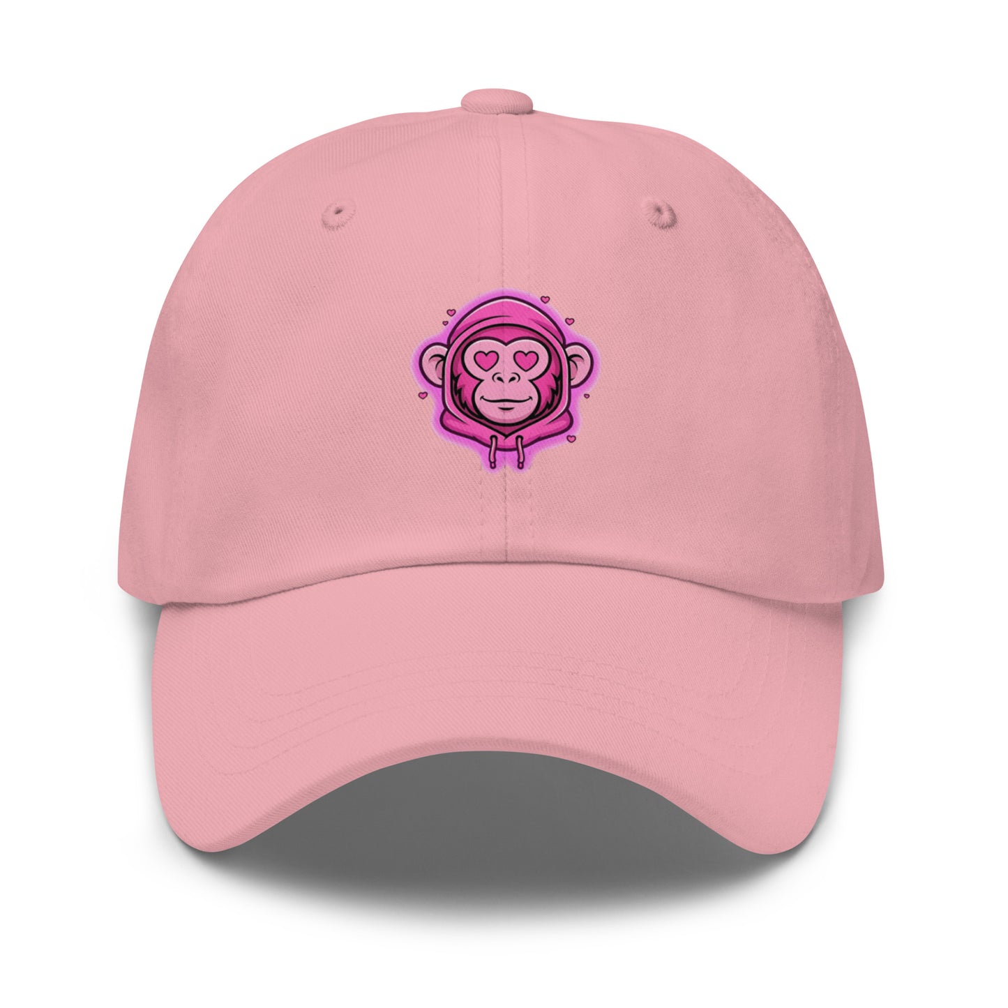 Casquette rose Fast Mood Monkey avec un logo de singe en bleu, un accessoire streetwear idéal pour exprimer une vibe décontractée et originale."
